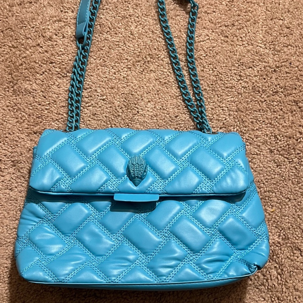 Blue Quilted Chain Shoulder Bag